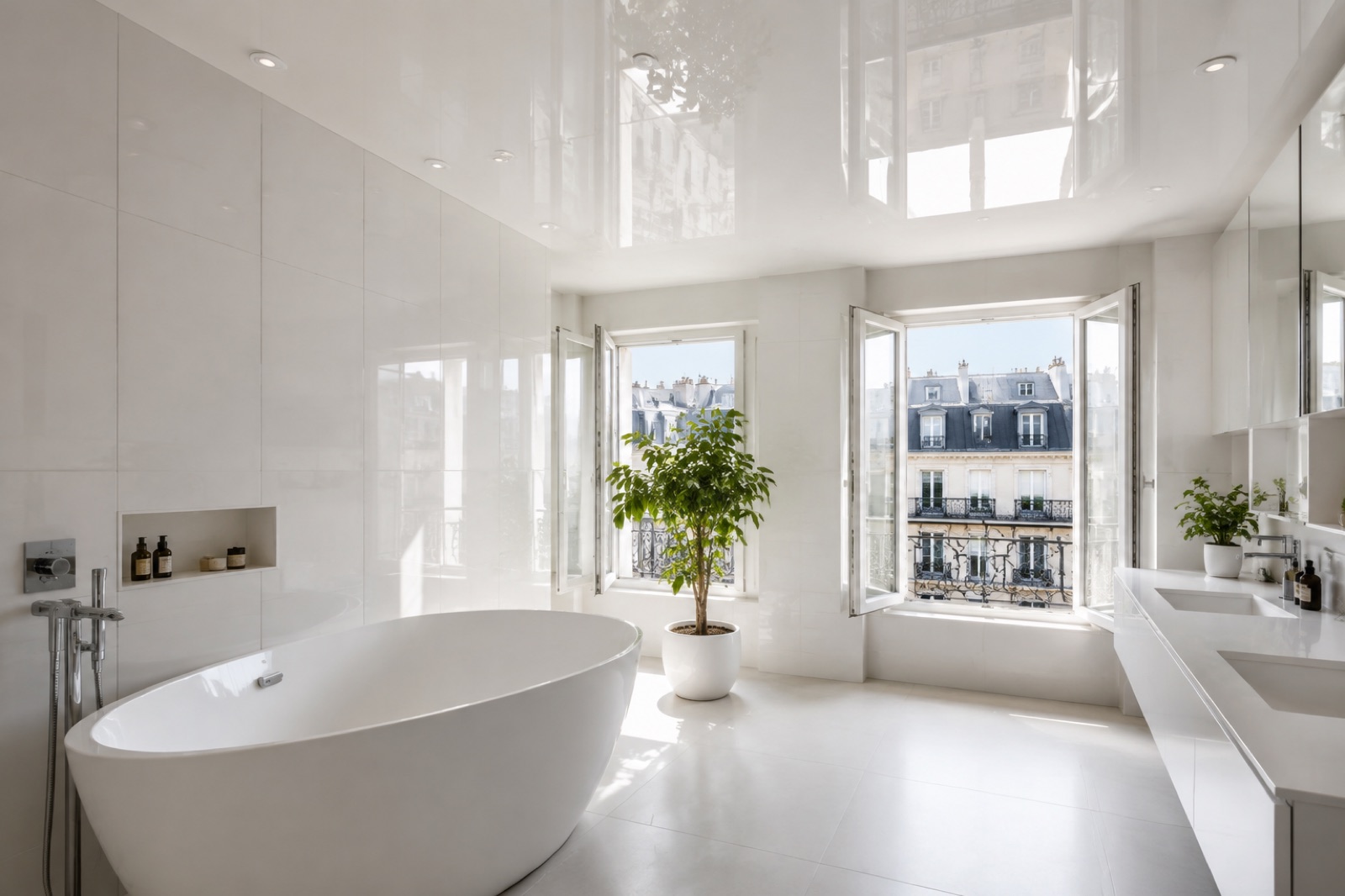 Plafond tendu dans une salle de bain : humidité, spots et entretien